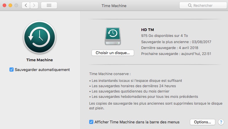 Sauvegarder ses photos avec Time Machine