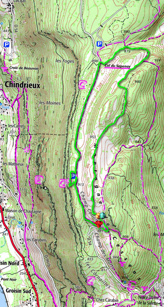 Montagne de Cessens - Carte IGN