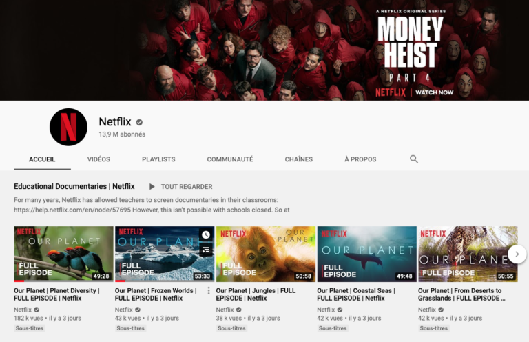 Chaine YouTube de Netflix